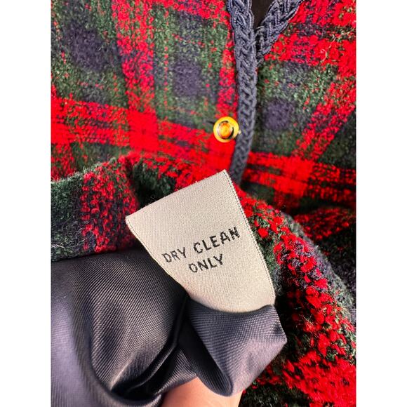 VTG 90s Amanda‎ Smith Blazer Jacket 12 Red Green Blue Plaid Christmas Holiday - Picture 9 of 10